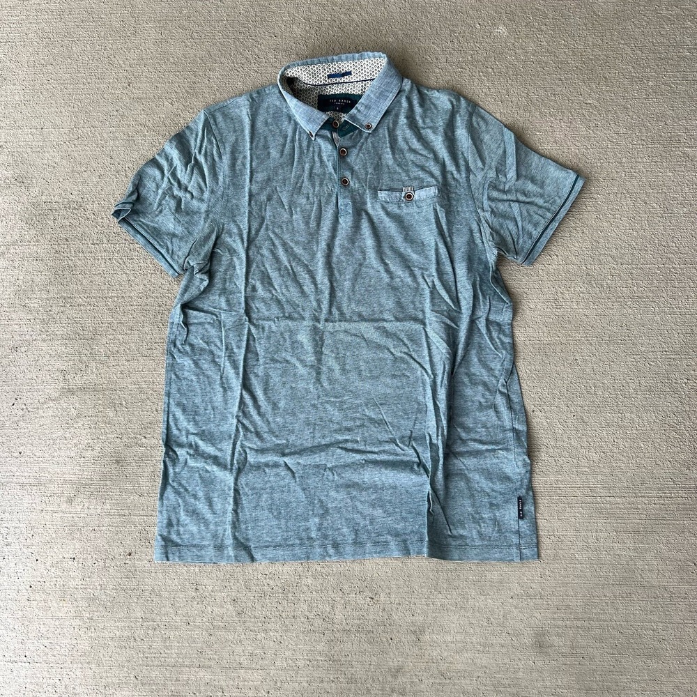 Ted Baker Men's Green Micro‎ Stripe Short Sleeve Polo Shirt Size 5 (L)